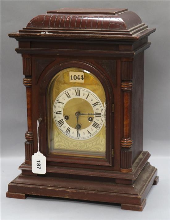 A mahogany mantel clock height 43cm